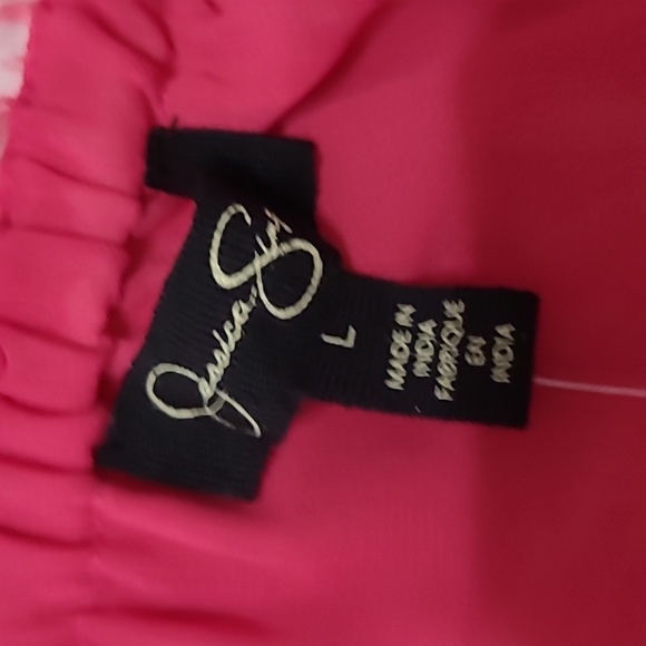 NWT Jessica Simpson Pink Tropical Print Ruffled Off the Shoulder Dress sizeLarge - Picture 4 of 8